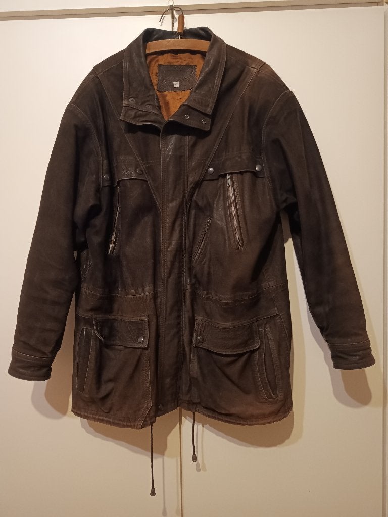 Stoere vintage echt leren jas, Ophalen of Verzenden, Gedragen, Overige maten, Bruin