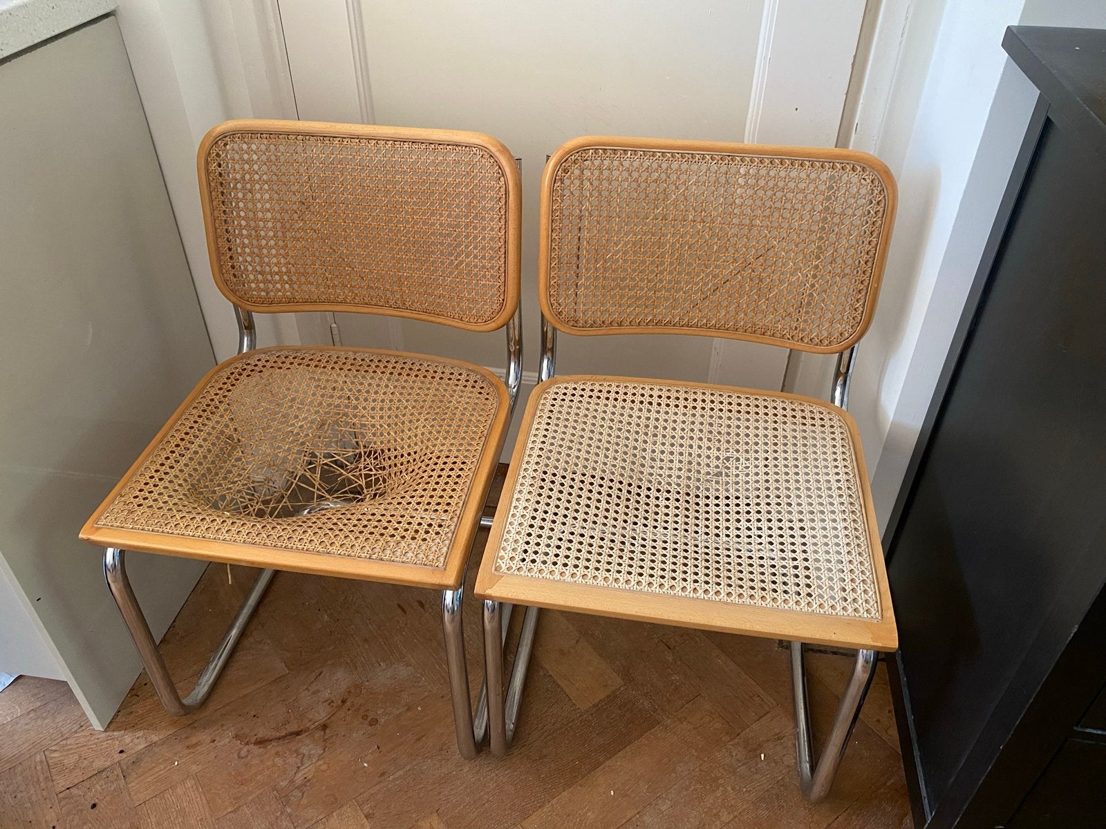 2x Cesca webbing -Marcel Breuer stijl stoel (2 stuks), Huis en Inrichting, Stoelen, Ophalen, Gebruikt, Twee, Overige kleuren
