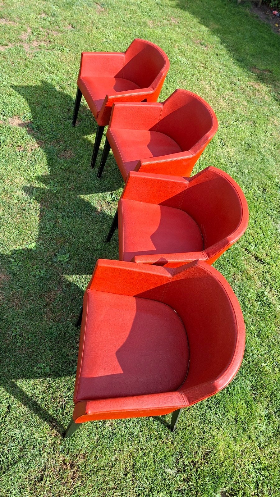 Set van 8 Mobitec stoelen - Rood, Huis en Inrichting, Ophalen, Gebruikt, Hout, Modern