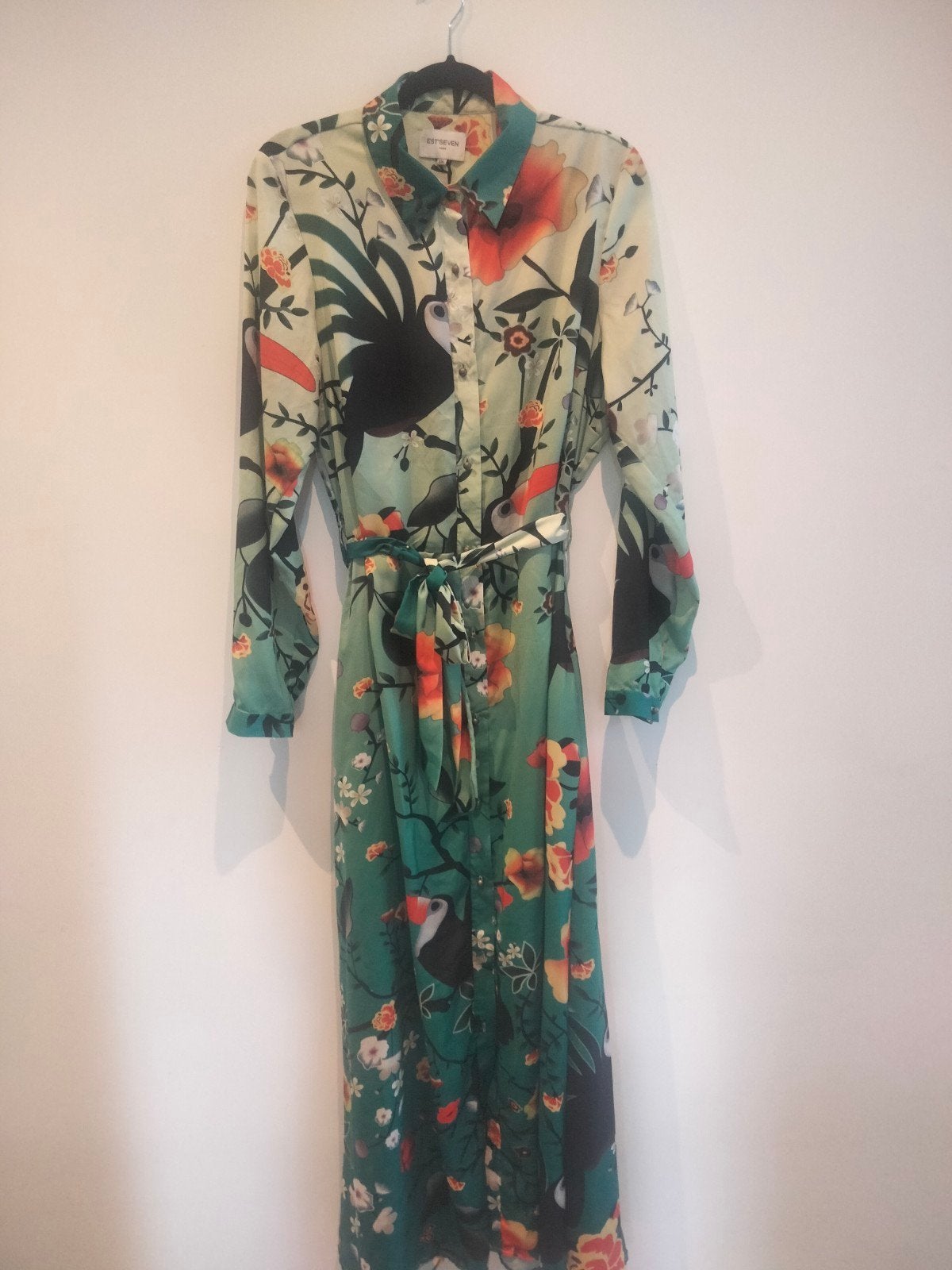 Est'Seven maxi jurk met tropische print, maat 42/44, Kleding | Dames, Maat 42/44 (L), Est'Seven, Ophalen of Verzenden, Zo goed als nieuw