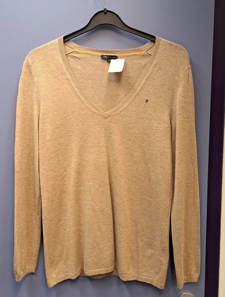 Tommy Hiliger nette beige (dunne) trui vhals mt XL nr 47357, ., Beige, Maat 46/48 (XL) of groter, Ophalen of Verzenden