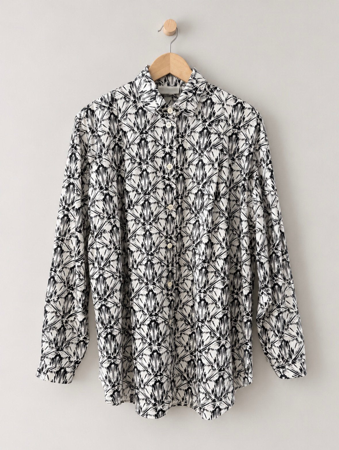 Marimekko blouse overhemd print zwart wit katoen M medium 38, Kleding | Dames, Ophalen of Verzenden, Zo goed als nieuw, Maat 38/40 (M)