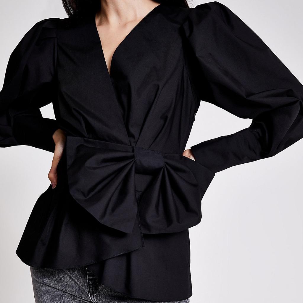 Dames River Island bloes blouse peplum wrap strik bow maat S, Nieuw, Ophalen of Verzenden, Maat 36 (S), River Island