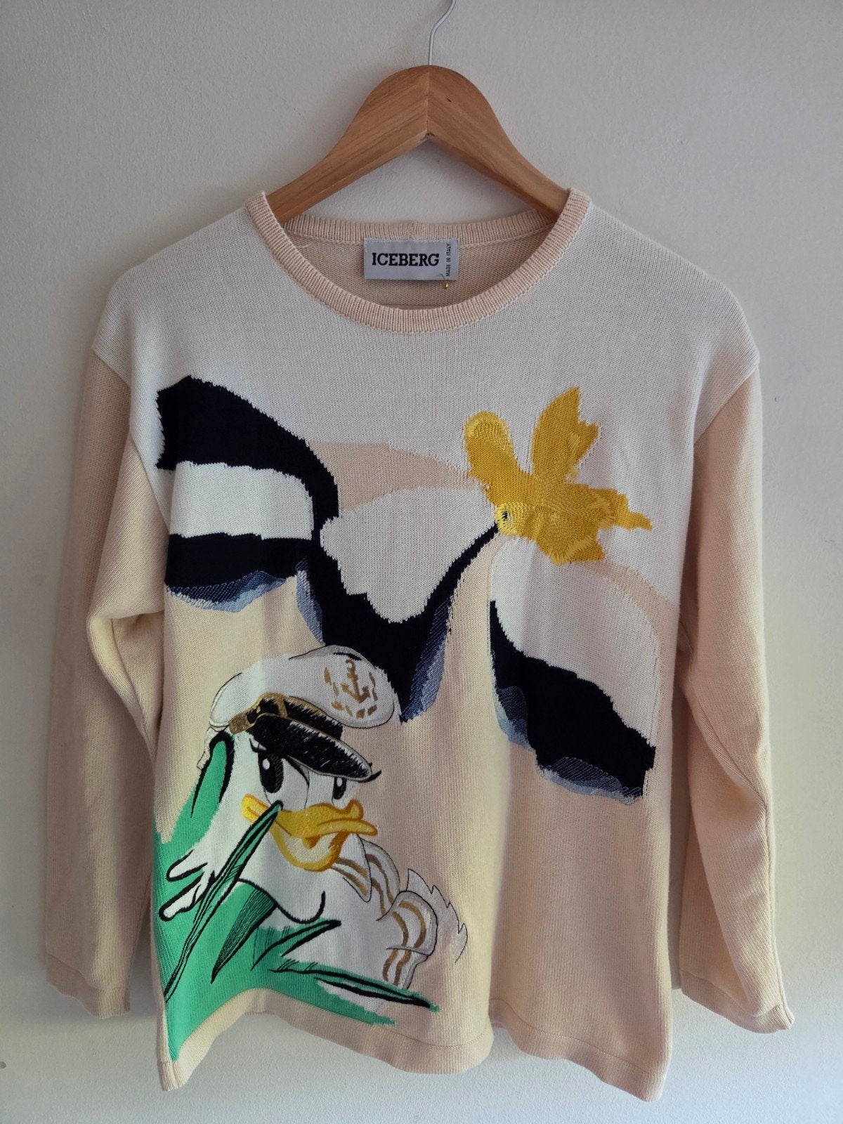 Iceberg Donald Duck Trui - Vintage Disney Collectie, Kleding | Dames, Maat 38/40 (M), Beige, Ophalen of Verzenden, Iceberg