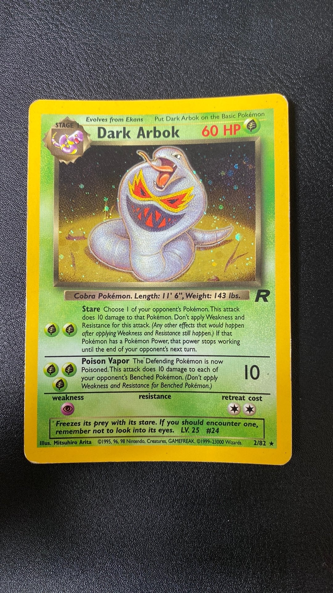 Pokemon dark arbok 2/82 holo team rocket, Ophalen of Verzenden, Gebruikt, Losse kaart