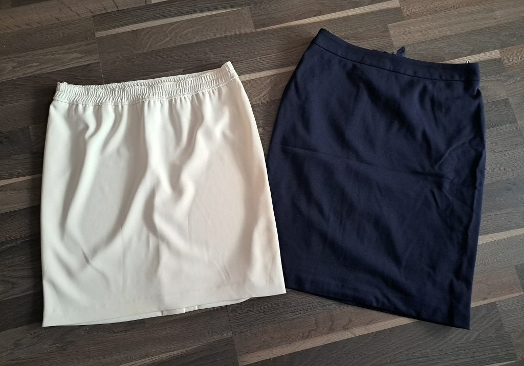 Mayerline, blauwe + witte rok, mt 40 en 42, stretch, Kleding | Dames, Rokken, Zo goed als nieuw, Maat 38/40 (M), Blauw, Knielengte