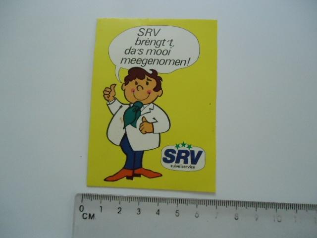 sticker oud SRV MAN melk melkman supermarkt zuivel vintage, Verzamelen, Verzenden, Zo goed als nieuw, Bedrijf of Vereniging