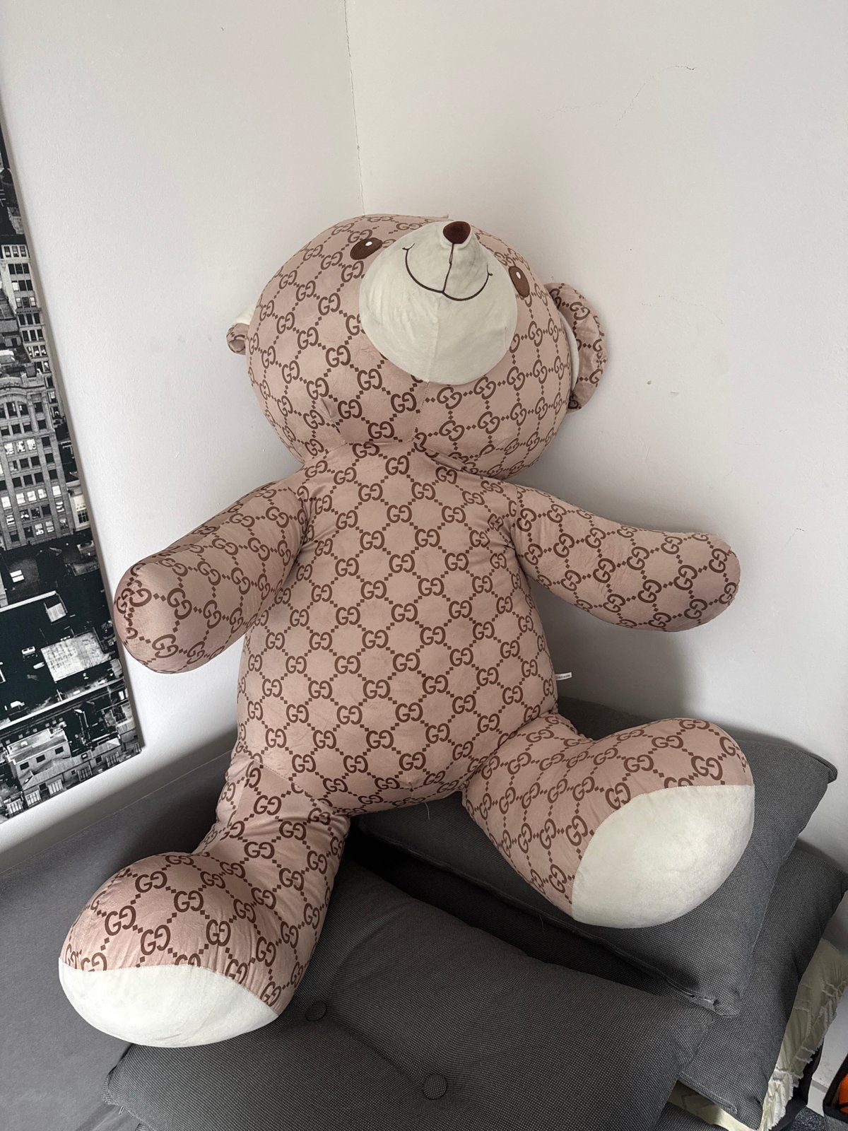 Grote Gucci-stijl teddybeer - Zo goed als nieuw, Ophalen, Overige merken, Overige karakters, Beer