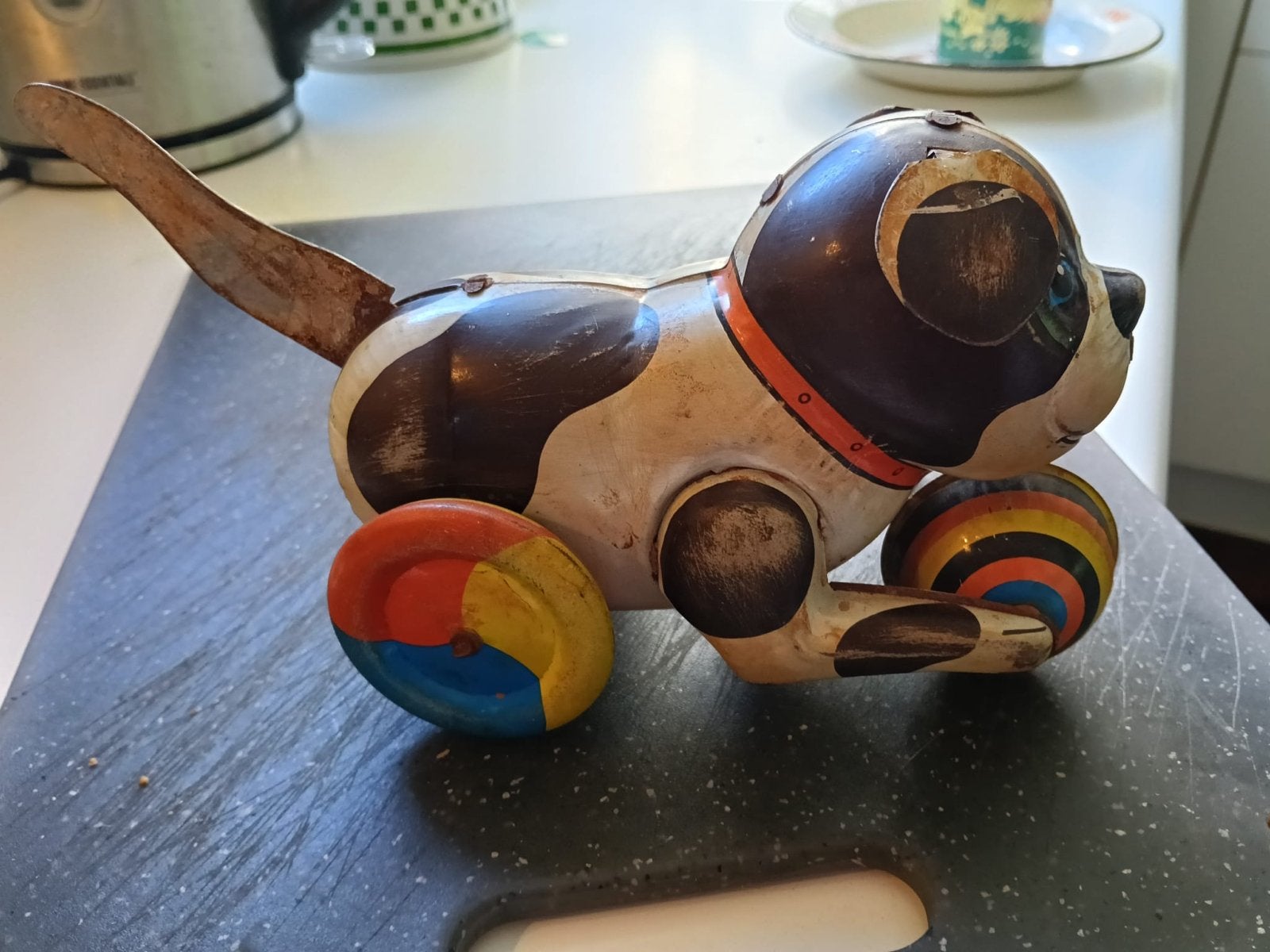 Antiek Blikken Hondje met Bal - Vintage Speelgoed, Ophalen of Verzenden