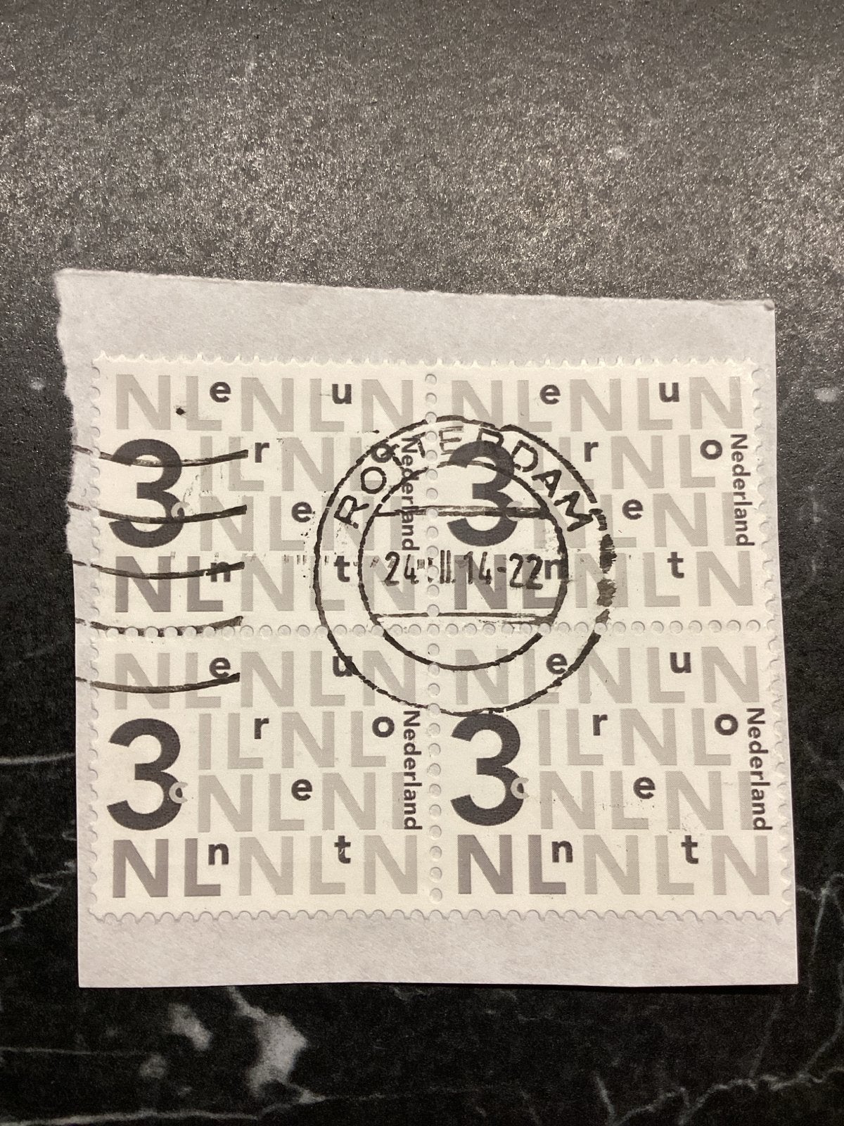 Nederlandse postzegel 'NL' met stempel Rotterdam, Ophalen of Verzenden, Na 1940, Gestempeld