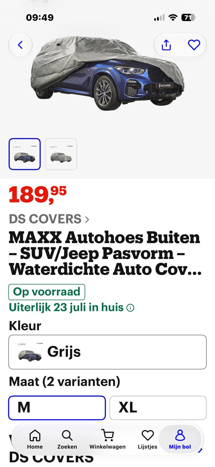 Autohoes winter  maat M voor jeep jimny / Lj80 enz, Ophalen of Verzenden, Zo goed als nieuw