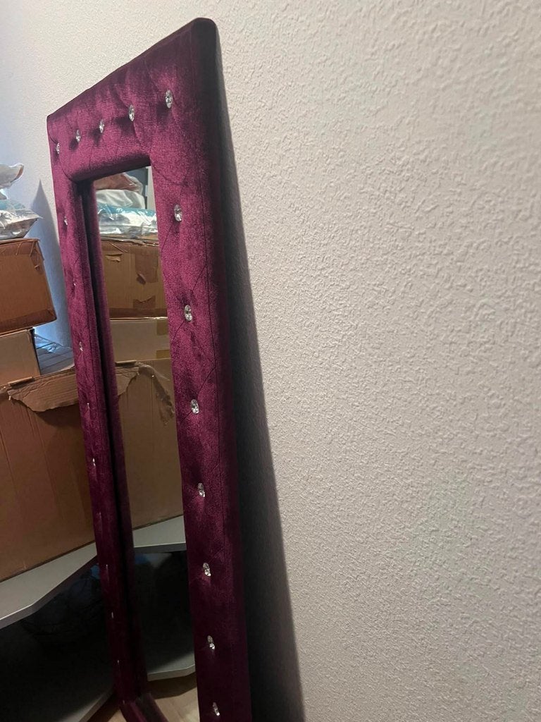 Spiegel Paars | Velvet | Pluche | alleen ophalen, Huis en Inrichting, Woonaccessoires | Spiegels, Ophalen, Zo goed als nieuw, 150 tot 200 cm