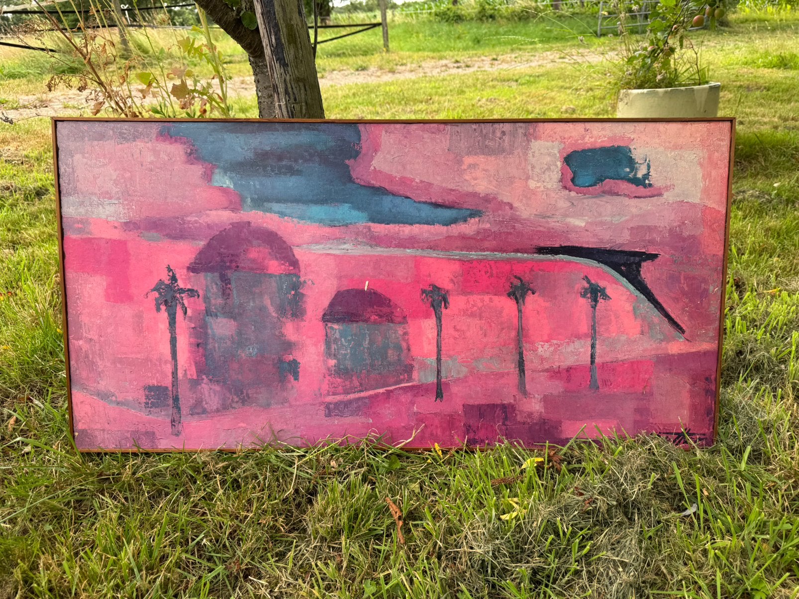 Vintage wandpaneel abstract landschap, Ophalen