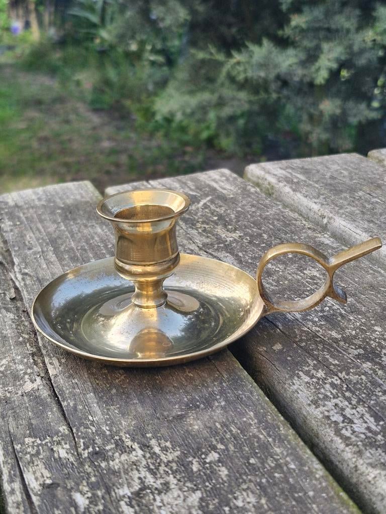 Antieke Messing Blaker - Draagbare Kaarsenhouder, Ophalen of Verzenden, Koper of Brons