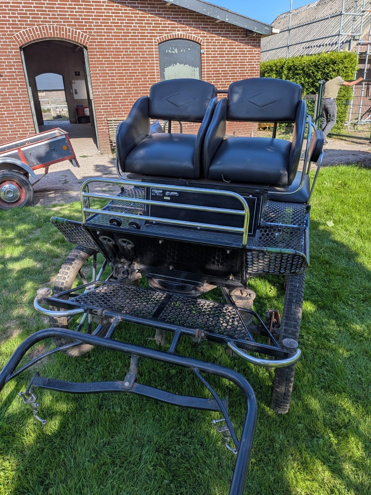 Menwagen (Zwart/Zilver) – Geschikt voor Enkel- en Tweespan, Dieren en Toebehoren, Marathonwagen, Paard