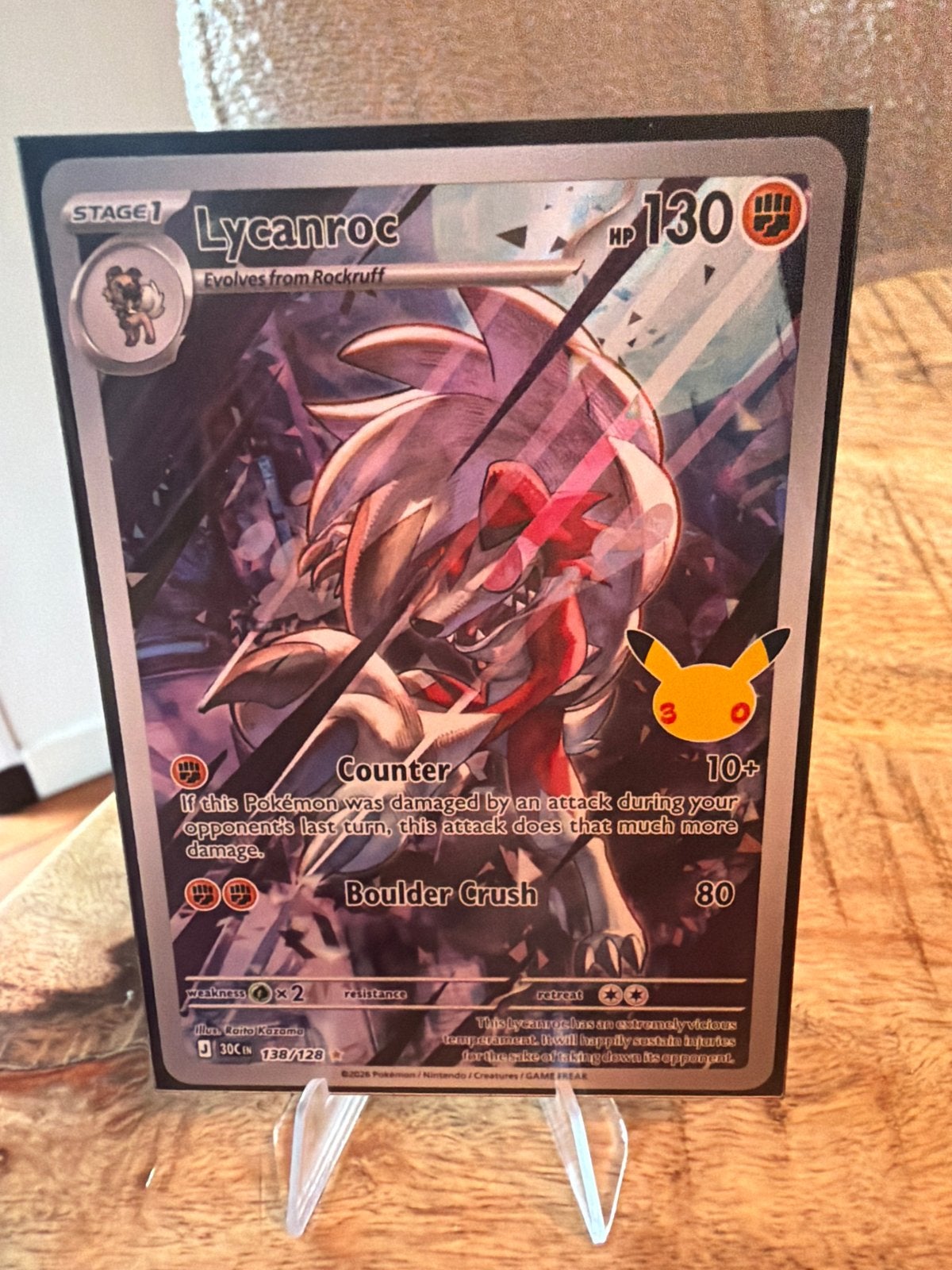 Pokémon Lycanroc Celebrations Kaart -  30th celebration, Ophalen of Verzenden, Zo goed als nieuw, Losse kaart