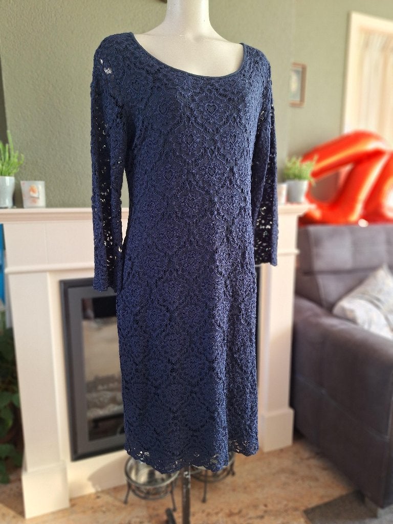 Atmos Fashion blauw kanten hart jurk 44 super mooi, Kleding | Dames, Maat 42/44 (L), Zo goed als nieuw, Knielengte, Atmos Fashion