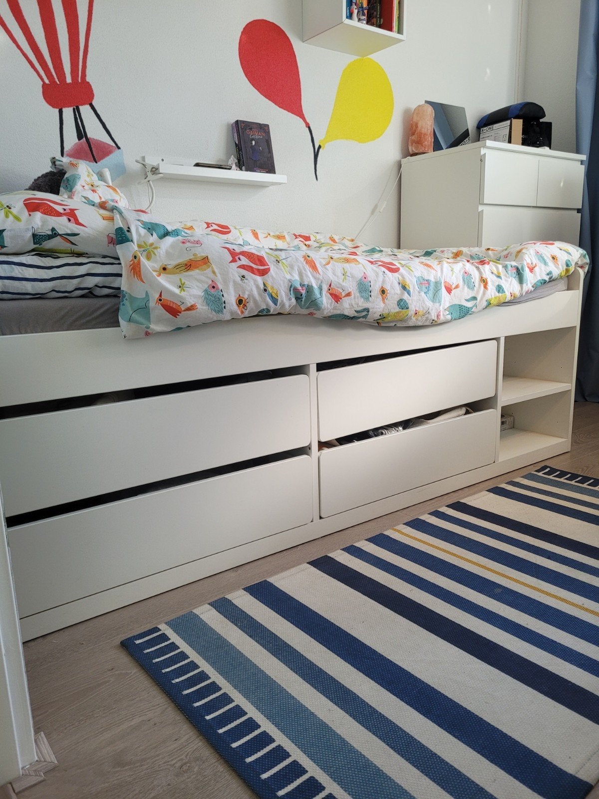 IKEA SMÅSTAD bed met opberglades, Gebruikt, 90 cm, Eenpersoons, Wit