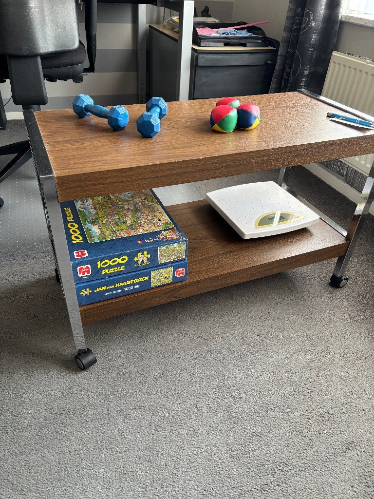 Tafeltje op wielen, Gebruikt, 75 cm of meer, Rechthoekig, Hout