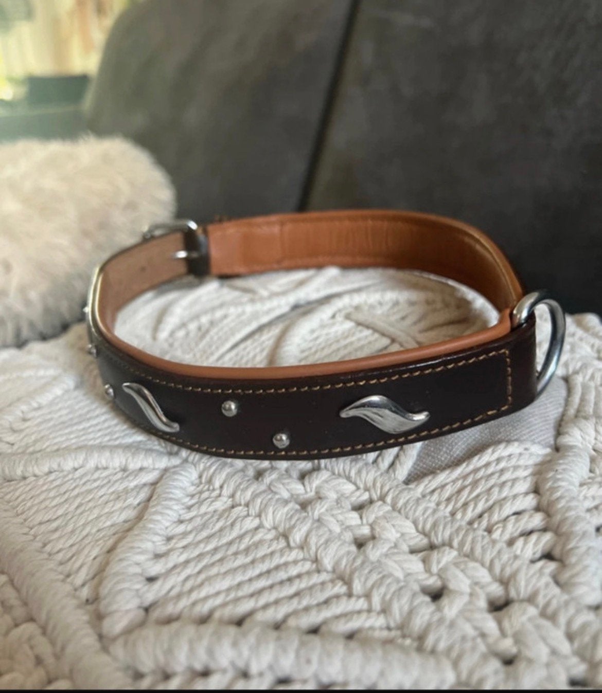 XL-hondenhalsband kwaliteits leer met zilveren studs-nieuw, Ophalen of Verzenden, Nieuw