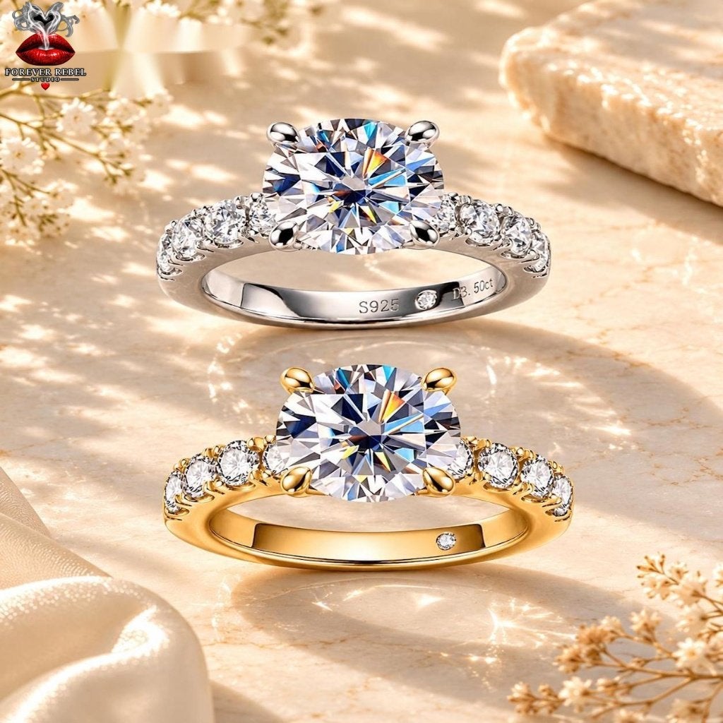 Celine Liora 4.3 ct Moissanite Ring 925 Zilver Diverse Maten, Verzenden, Foreverrebelstudio@pm.me, 17 tot 18, Met edelsteen