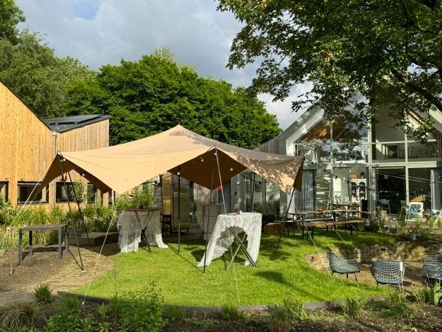 Te huur Stretchtent-Activiteitendak-Partytent-Feesttent-6x6m, Ophalen, Zo goed als nieuw, Overige