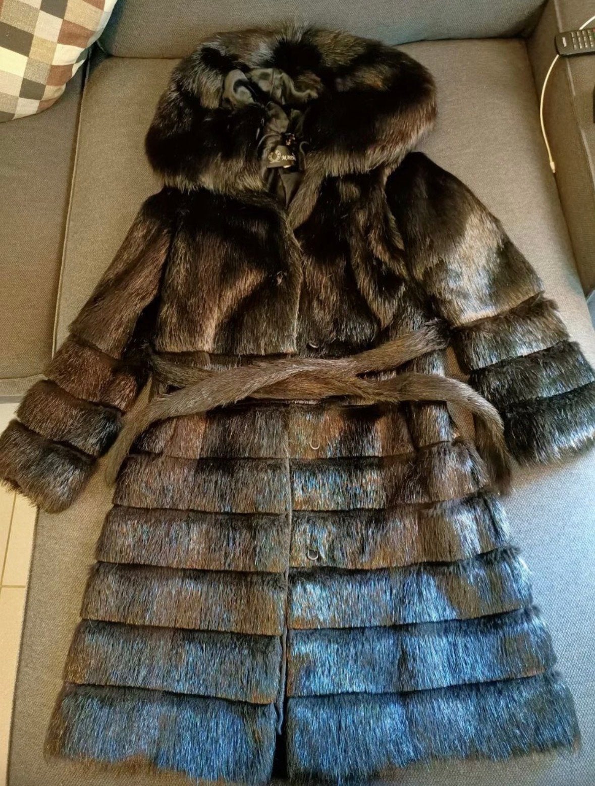 Luxe zwarte bont Fur Jas van nutria, Kleding | Dames, Jassen | Winter, Gedragen, Maat 36 (S), Zwart, Ophalen of Verzenden