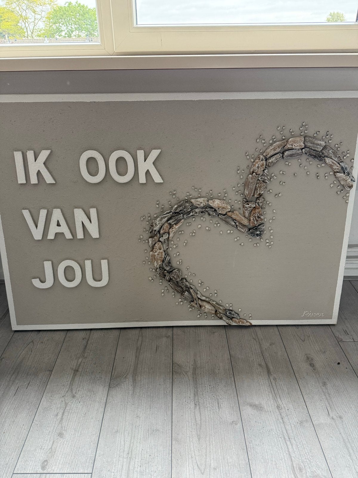 Uniek kunstwerk 'Ik ook van jou' met 3D hart, Ophalen, 50 – 75, Oorspronkelijke maker, Zo goed als nieuw