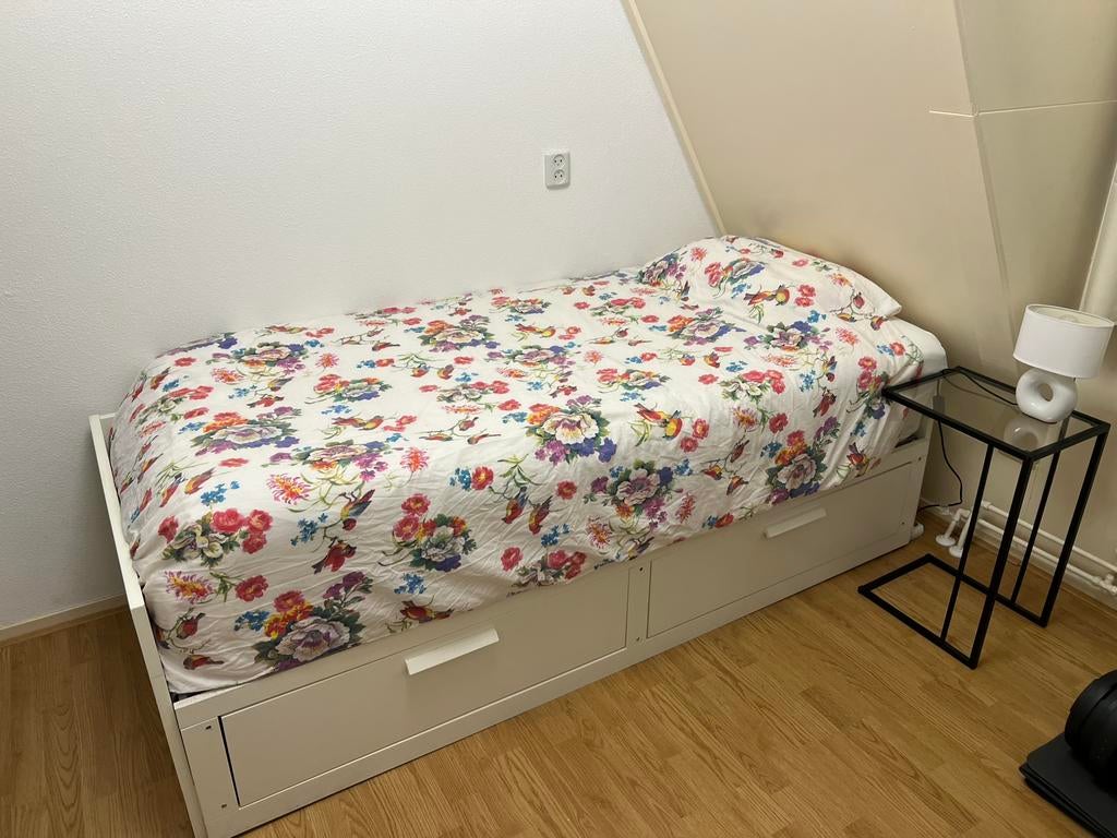 Ikea Brimnes uitschuif bed bank 2 lades, Huis en Inrichting, Slaapkamer | Bedden, Ophalen, Wit, Tweepersoons, 200 cm