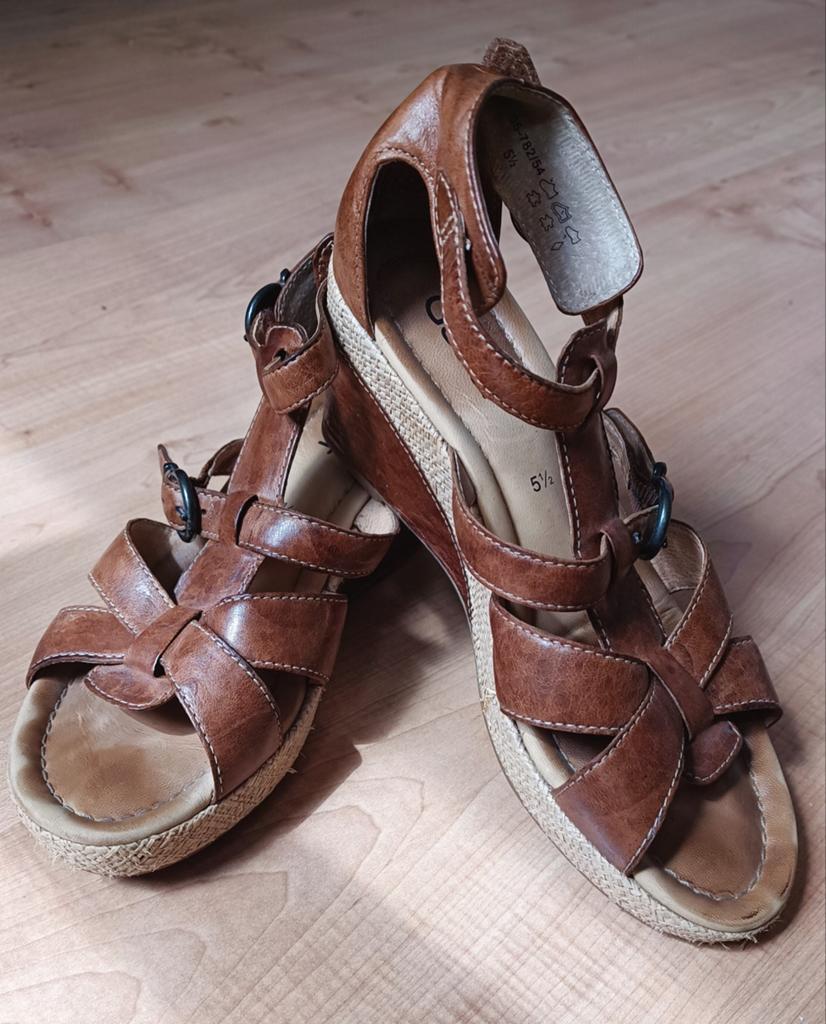 Gabor sandalen, bruin leer, maat 5,5 (38,5), Ophalen of Verzenden, Gedragen, Bruin, Sandalen of Muiltjes