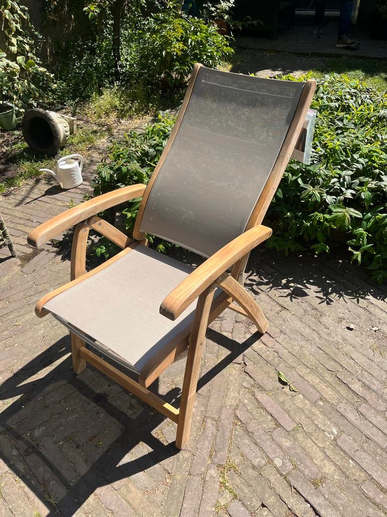 Exotan Teak Tuinstoelen - Verstelbaar - 2 Nieuw, 1 Gebruikt, Ophalen, Nieuw, Teakhout, Inklapbaar