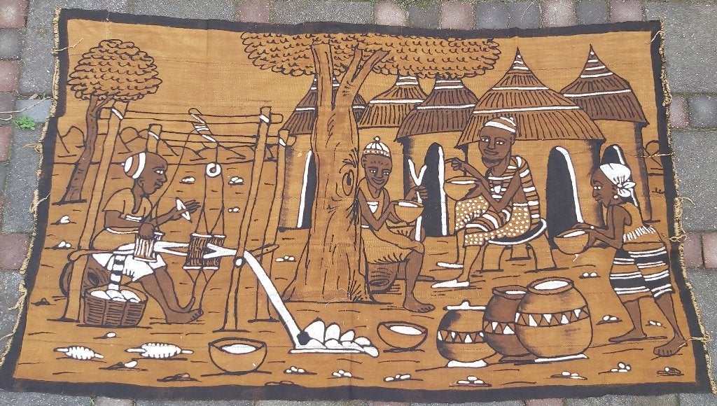 Origineel traditioneel Afrikaans wandkleed (bogolan), Ophalen of Verzenden
