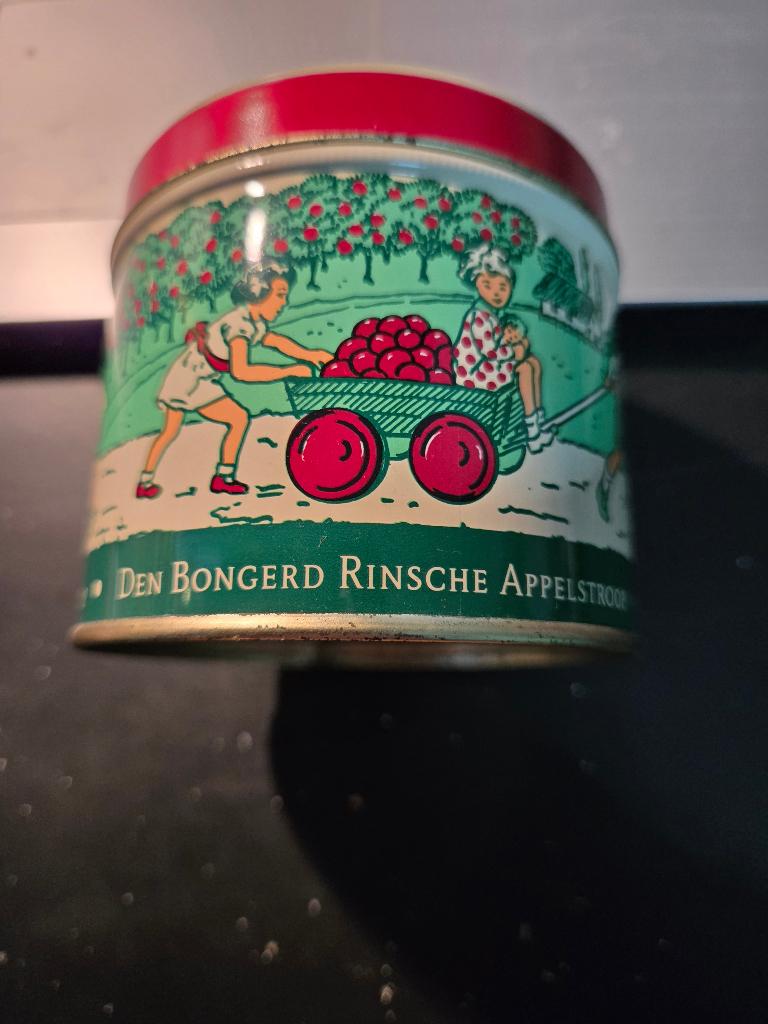 Vintage Den Bongerd Rinsche Appelstroop Blik - 450g, Ophalen, Gebruikt, Overige, Overige merken