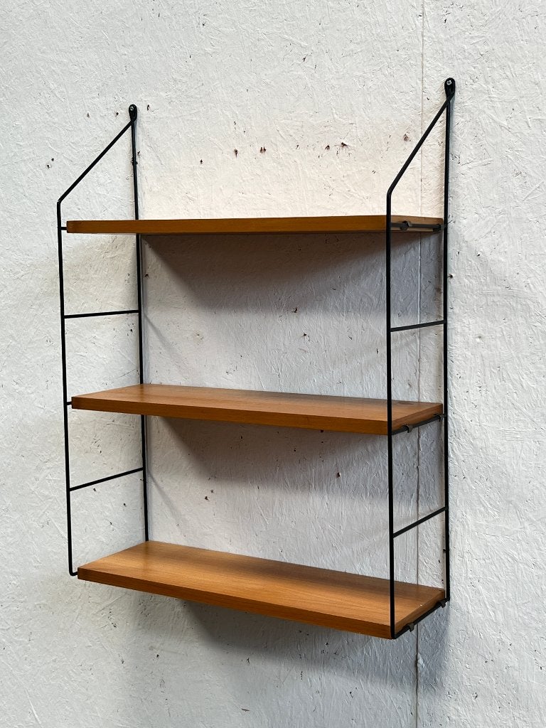 Vintage wandrek / wandmeubel, String Zweden 1970's, Overige houtsoorten, Gebruikt, Onbekend, Ophalen of Verzenden