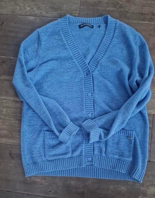 Blauw gebreid Roberto Sarto vest maat 46, Blauw, Maat 46/48 (XL) of groter, Ophalen of Verzenden, Gedragen
