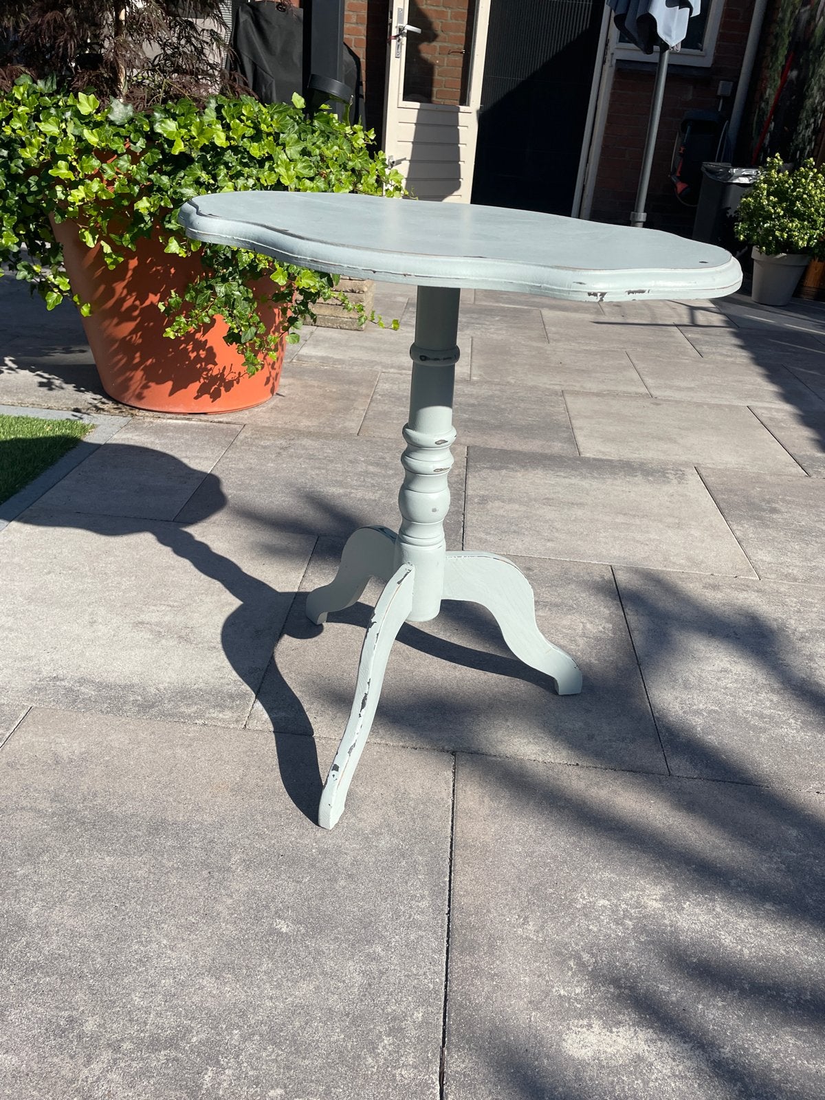 Retro Bijzettafel/Plantentafel - Licht Turquoise, Huis en Inrichting, Ophalen, Gebruikt, 55 tot 75 cm, Overige vormen