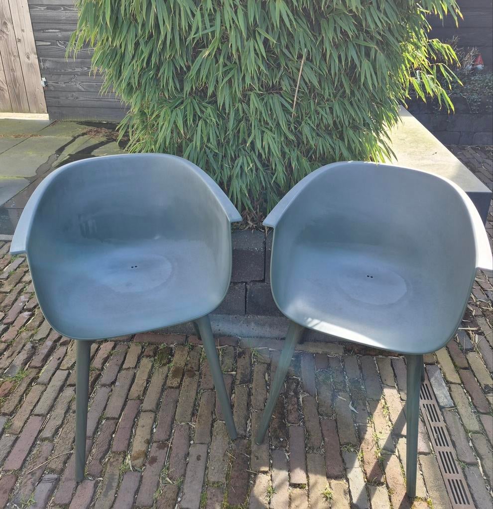 2 kuipstoelen, groen, Ophalen, Gebruikt, Kunststof