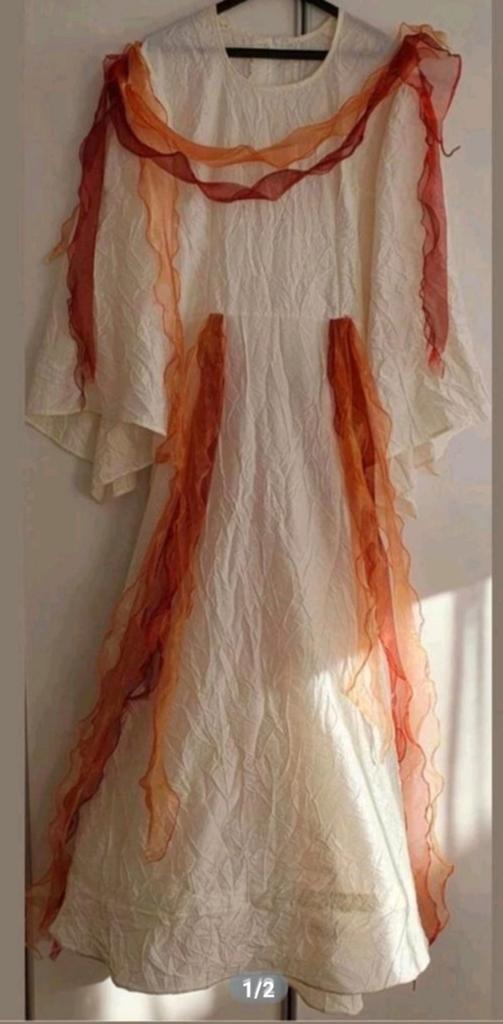 Carnaval verkleed dames lange witte jurk elf 42, Ophalen of Verzenden, Zo goed als nieuw, Maat 42/44 (L), Carnaval