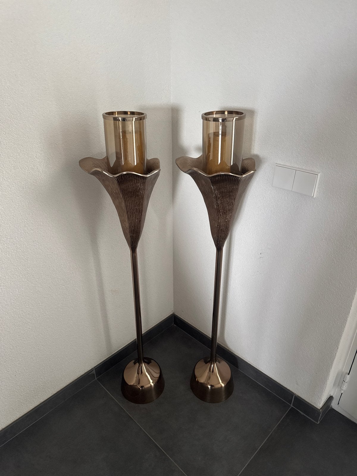 PTMD Kourtney Bronzen Aluminium Stormlight Bloem L, Ophalen, Windlicht, Bruin, Nieuw