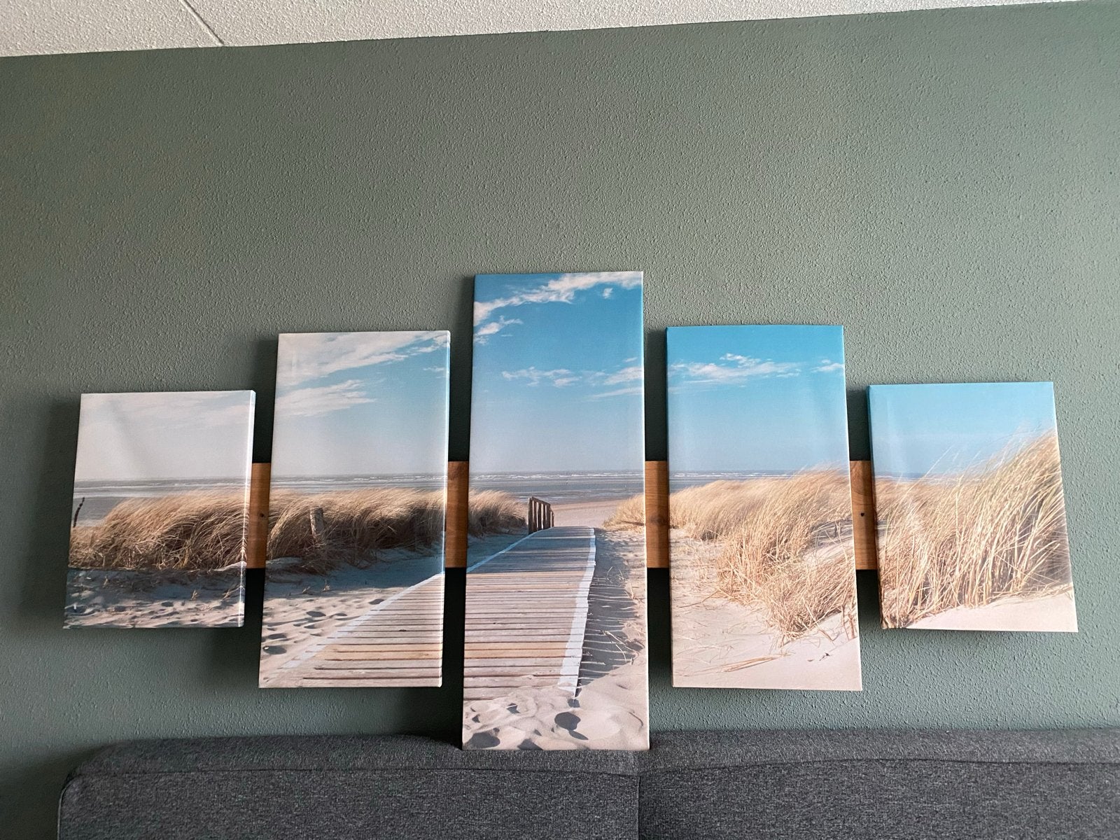 5-delig strandlandschap canvas schilderij, Huis en Inrichting, Woonaccessoires | Schilderijen, Tekeningen en Foto's, Ophalen, 50 – 75