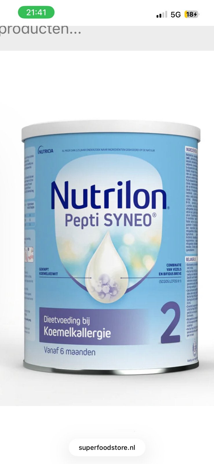 GRATIS NUTRILON KOEMELKALLERGIE nummer 2, Verzenden, Zo goed als nieuw, Overige typen