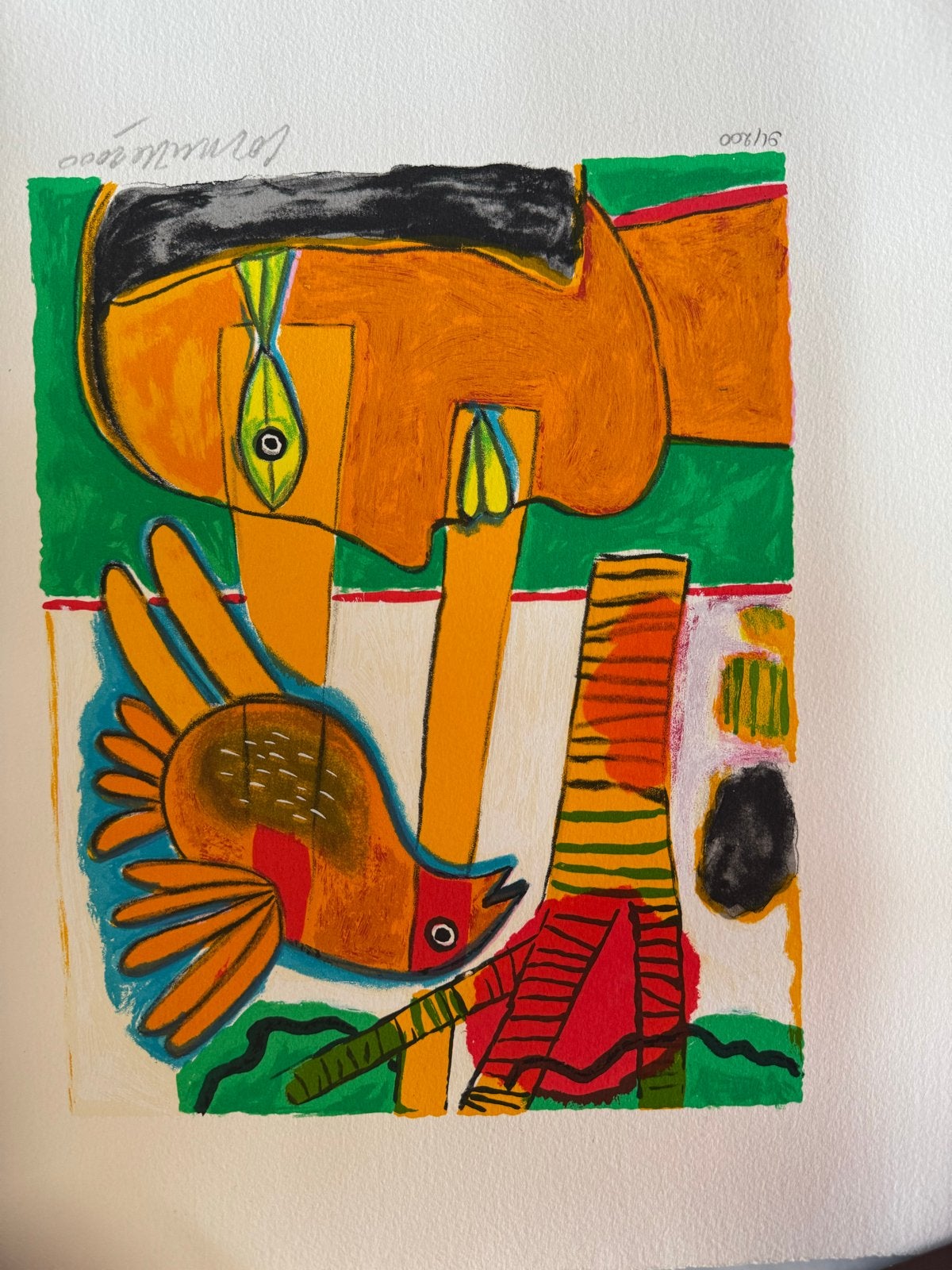 Corneille - Abstracte compositie met vogel en figuur, Antiek en Kunst, Kunst | Schilderijen | Klassiek, Abstract, Ophalen of Verzenden