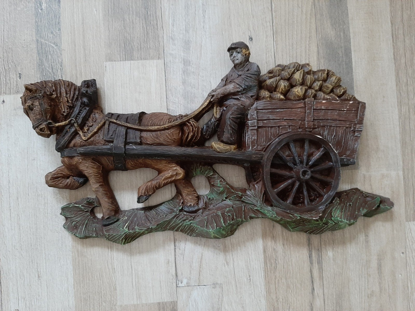 wanddecoratie man met paard en wagen, Ophalen of Verzenden, Zo goed als nieuw, Dier