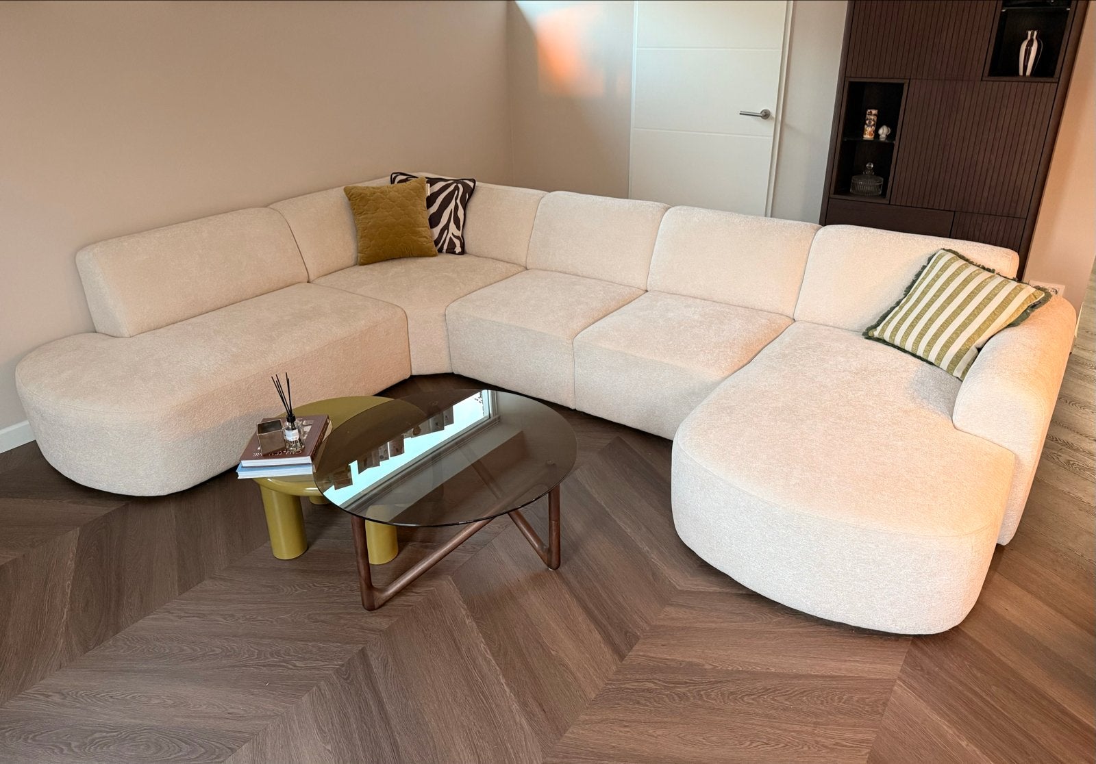 Ruime Zitmaxx U-bank beige - Nieuw en mét garantie, Huis en Inrichting, Ophalen, Nieuw, Stof, Japandi