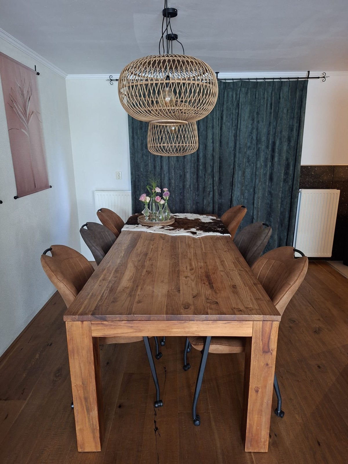Grote teak houten tafel 240x100x78, Ophalen, Gebruikt, 100 tot 150 cm, Teakhout