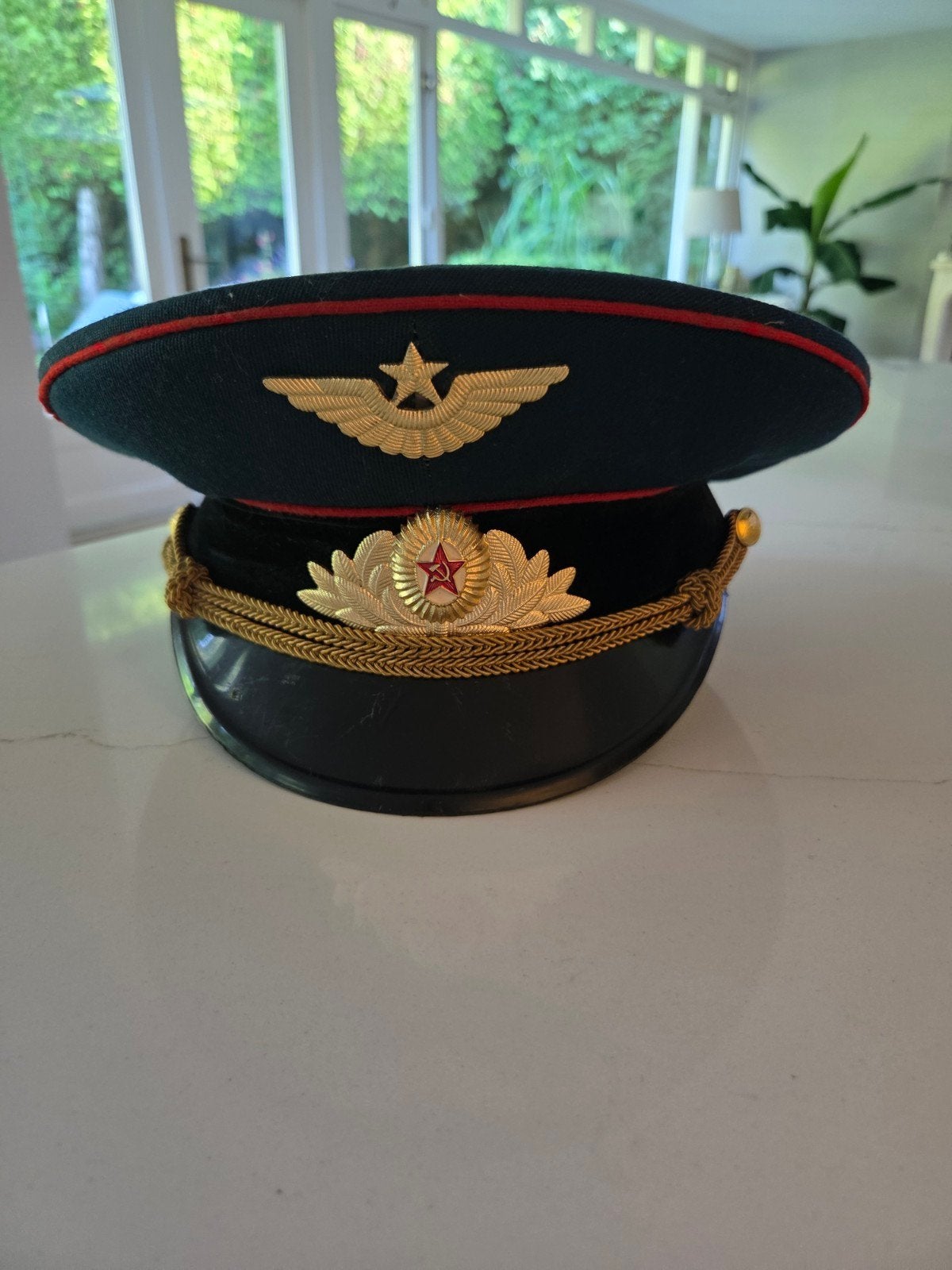 Vintage Sovjet Luchtmacht Officierspet, Verzamelen, Militaria | Algemeen, Ophalen of Verzenden, Luchtmacht, Overige gebieden, Helm of Baret