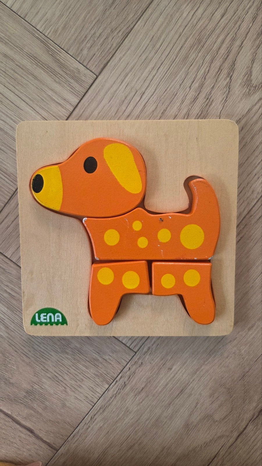 Houten puzzel hondje Lena 2+ jaar, 2 tot 4 jaar, Gebruikt, Ophalen of Verzenden, Van hout