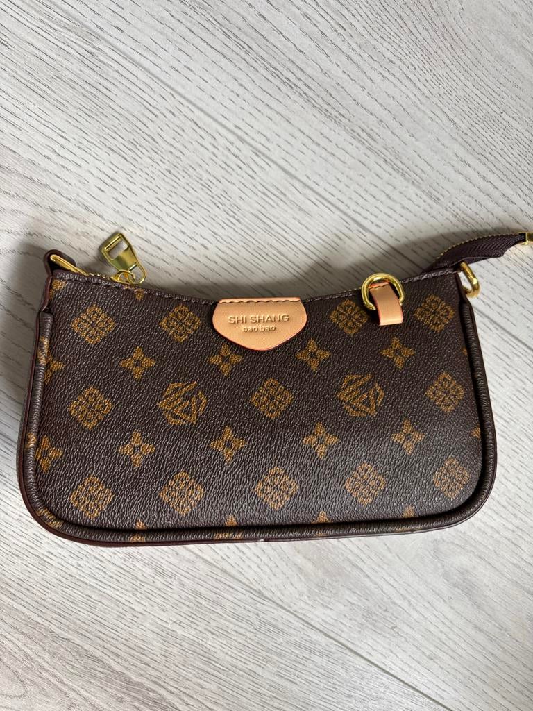 Crossbody Tas - Bruin met Patroon, Ophalen of Verzenden, Nieuw, Bruin, Schoudertasje