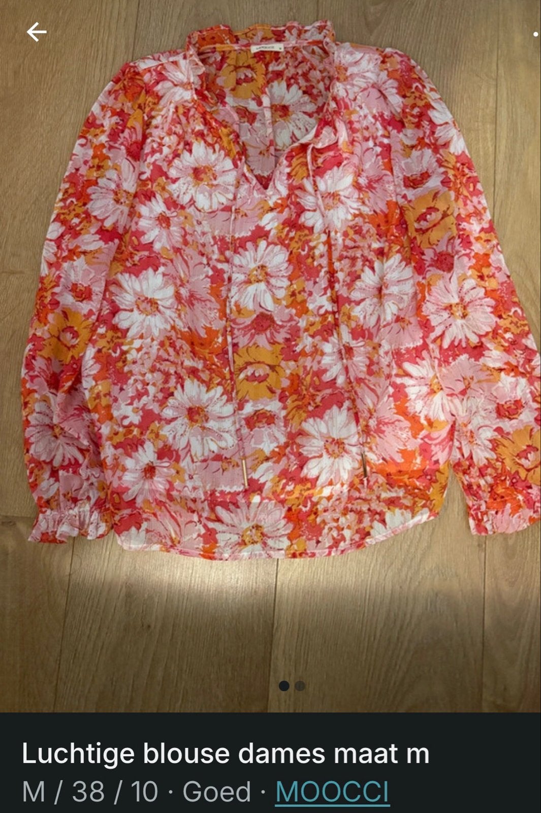 Luchtige bloes met bloemenprint - Maat M moocci, Ophalen of Verzenden, Gedragen, Maat 38/40 (M), Roze