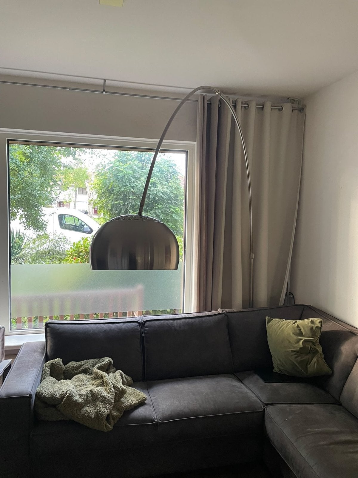 Grote RVS Booglamp - Verstelbaar en Stijlvol, Huis en Inrichting, Ophalen of Verzenden, Gebruikt, Metaal, 200 cm of meer